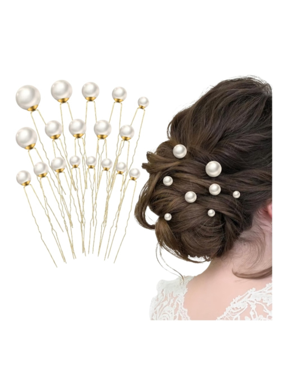 18 Pieces Wedding Pearl Hair Pins, U Pearl Shaped Hair Accessories for Brides